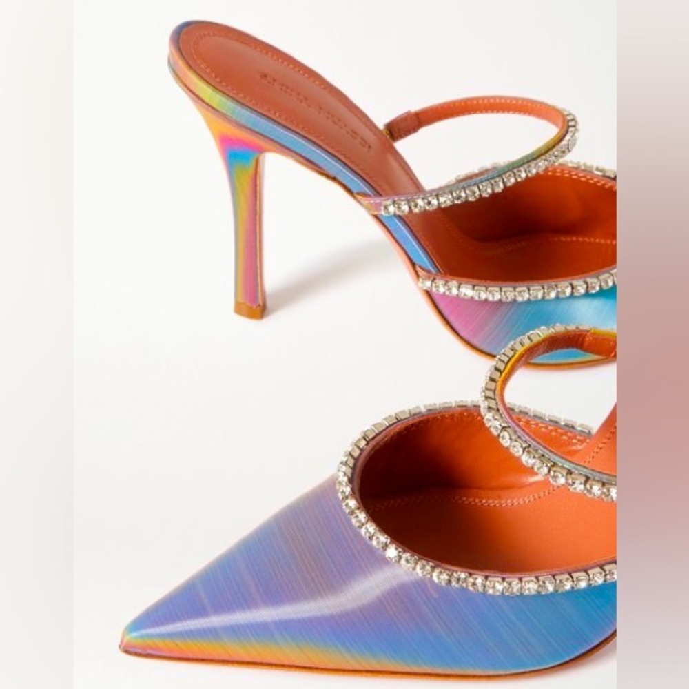 AMINA MUADDI Crystal Embellished LED Gilda Mule